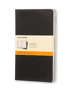 Caderneta Moleskine Cahier, Preto, Conjunto com 3 Unidades - Pautado