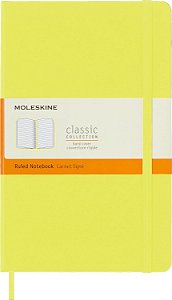 CADERNO GRANDE PAUTADO COM CAPA DURA AMARELA