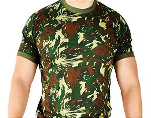 Camiseta Baby Look Camuflada Exercito Brasileiro Manga Curta