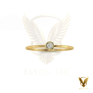 Anel solitário em ouro 18k minimalista com diamante natural
