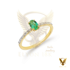 Anel em ouro 18k com esmeralda e 12 diamantes naturais