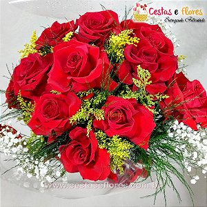 Buque com 12 Rosas Colombianas Importadas Vermelhas