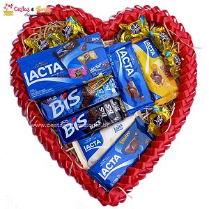Coração Grande de Chocolates Vermelho