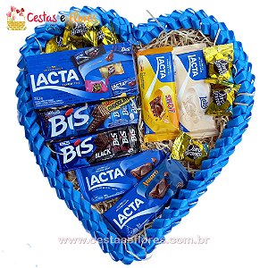 Coração Grande de Chocolates Azul