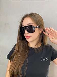 ÓCULOS LIA - MÁSCARA LENTE PRETA ARMAÇÃO PRETA