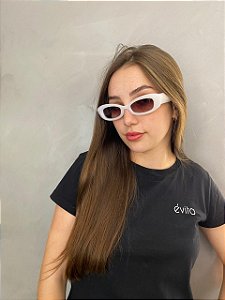 ÓCULOS MAIA - LENTE MARROM ARMAÇÃO BRANCA