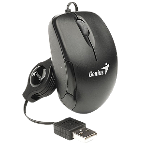 Mouse Genius Micro Traveler V2 Preto (USB / 1000 DPI / 3 Botoes / Cabo retratil 0,86m)