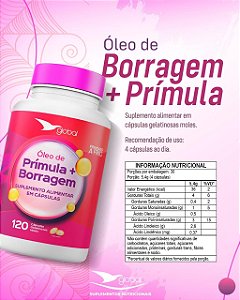Óleo de Primula Com Borragem 1000mg 120 Capsulas