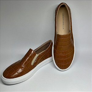 Tênis Slip-on Croco Caramelo