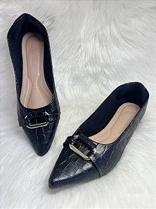 Sapatilha Details Black Croco Salto
