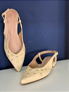 Slingback Mira Me Ilhos Gergelim Salto