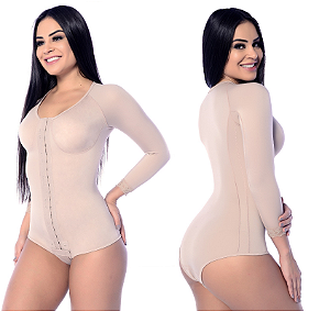 Body Pós Cirúrgico Abdominoplastia Lipoescultura Mastopexia Com Manga Longa Lifting Antebraço Braço Model Slim