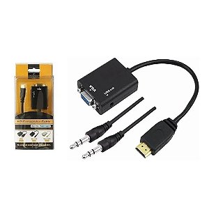 Adaptador HDMI x VGA (HDMI M x VGA F) com áudio
