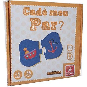Brinquedo Pedagógico em Madeira - Cadê Meu Par com 36 Peças