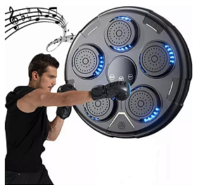 Máquina De Boxe Eletrônica Musical Bluetooth Montada na Parede, Alvo Inteligente Velocidade Ajustável + Luva
