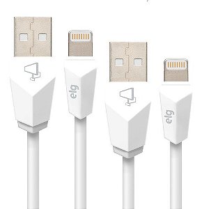 Cabos para iPhone Kit c/ 2 Cabos Apple Lightning ELG Branco 1m e 2m - CMB812WH