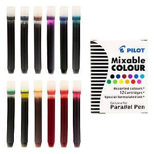 Refil p/ Tinteiro PILOT 12 cartuchos Mixable Colour p/ Parallel Pen ou Kakuno