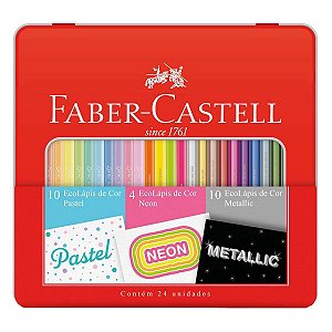 Ecolápis de Cor FABER-CASTELL 24 Cores Pastel/Neon/Metálico