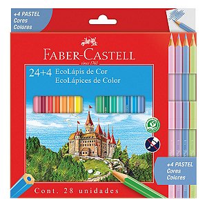 Ecolápis de Cor FABER-CASTELL 24 Cores + 4 Pastel