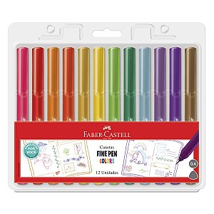 Caneta Fine Pen FABER-CASTELL 0.4 mm Estojo com 12 Cores