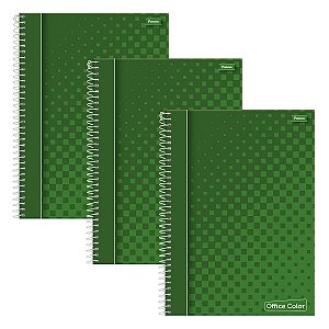 Kit 03 Cadernos Universitário FORONI 80fls 1M Office Color Verde