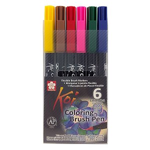 Brush Pen SAKURA Koi Conjunto com 6 Cores Básicas
