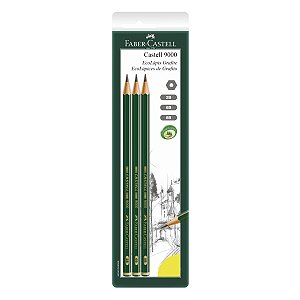 3 Ecolápis Grafite FABER-CASTELL 9000 2B 6B 8B Encartelado