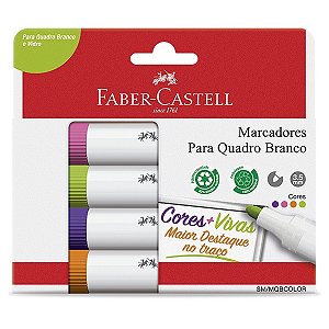 Marcadores para Quadro Branco 4 Cores FABER-CASTELL Mix Colors Encartelado