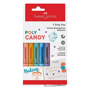 Caneta Poly Candy 0.7 FABER-CASTELL Esferográfica 5 Cores Pastéis