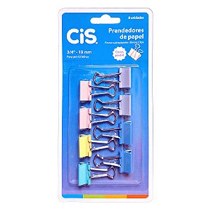 8 Prendedores de papel CIS Binder Clips 19mm Tons Pastéis