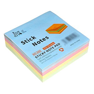 Bloco Adesivo Pastel 250fls UNISO 76mmx76mm Stick Notes 4 cores pastéis