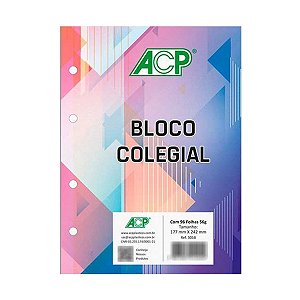 Bloco Colegial 177x242mm Refil Fichário ACP 80fl 56g Pautado