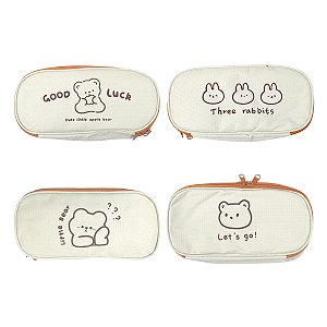 Estojo Escolar Box Lona UNISO c/ Bolso Interno Fofo