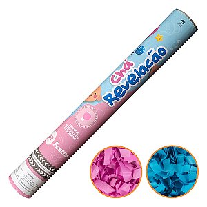 Lança Confete Chá Revelação Menino ou Menina 40cm BR Festas 1un