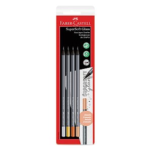 04 Lápis Grafite Preto FABER-CASTELL SuperSoft Glam