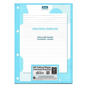 Refil Fichário Universitário FORONI Uni4 Pauta Básica - 80fls de 56g/m²