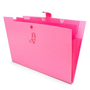 Pasta Sanfonada A4 c/ 5 Divisões Cereja POLIBRAS