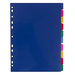 10 Divisórias Plásticas p/ Fichário A4 Polibras Coloridas