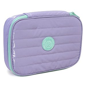 Estojo Box Puffer 100 Pen POLIBRAS Nylon Lilás Pastel