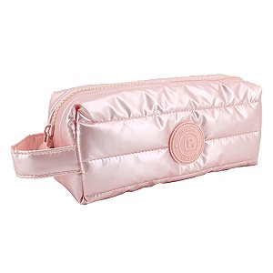 Estojo Puffer M POLIBRAS com Zíper Perolado Rosa