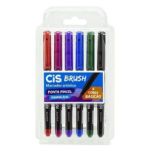 Brush Pen CIS estojo com 6 marcadores - Cores Básicas