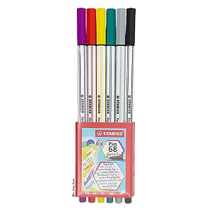 Caneta Brush Pen STABILO estojo com 6 cores