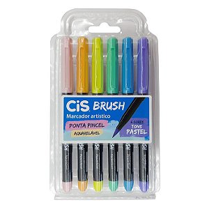 Brush Pen CIS estojo com 6 marcadores - Tons Pastéis