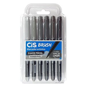 Brush Pen CIS estojo com 6 marcadores - Tons de Cinza