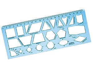 Régua Geométrica Azul Waleu