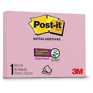 Bloco Post-it 76x102mm Rosa Milênio 3m