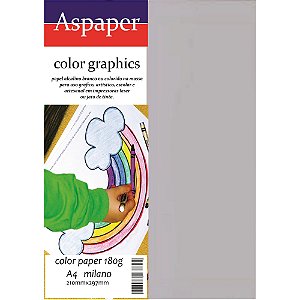 Papel Color A4 180g Cinza Milano Aspaper