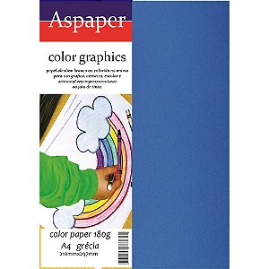 Papel Color A4 180g Azul Royal Grécia Aspaper