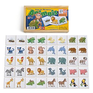 Jogo de Memória Animais Inglês (3 anos ou +) - TOYS AQUI BRINQUEDOS  EDUCATIVOS