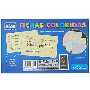 Fichas Coloridas N° 3 50 Fichas 5x8 Tilibra